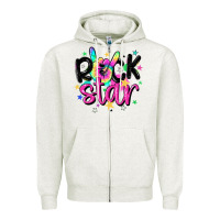 Oatmeal Heather rock star Zipper Hoodie - MaliasSmallBusiness
