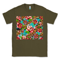 Army Green tropical flowers Classic Tee - Artiststas