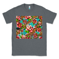 Charcoal Heather tropical flowers Classic Tee - Artiststas