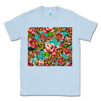 Dusty Blue tropical flowers Classic Tee - Artiststas