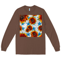 Chestnut patriotic sunflowers and stars Long Sleeve Tee - BundleAndBundleShop