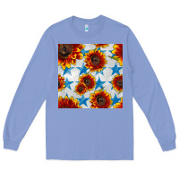 Colony Blue patriotic sunflowers and stars Long Sleeve Tee - BundleAndBundleShop
