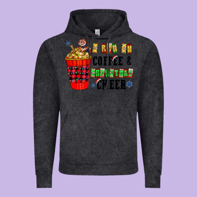 I Run On Coffee & Christmas Cheer Vintage Hoodie Designed By Cowhidedigitalart