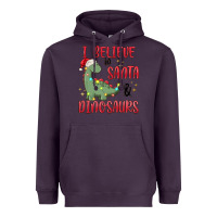 Plum i believe in santa & dinosaurs Heavyweight Hoodie - MaliasSmallBusiness