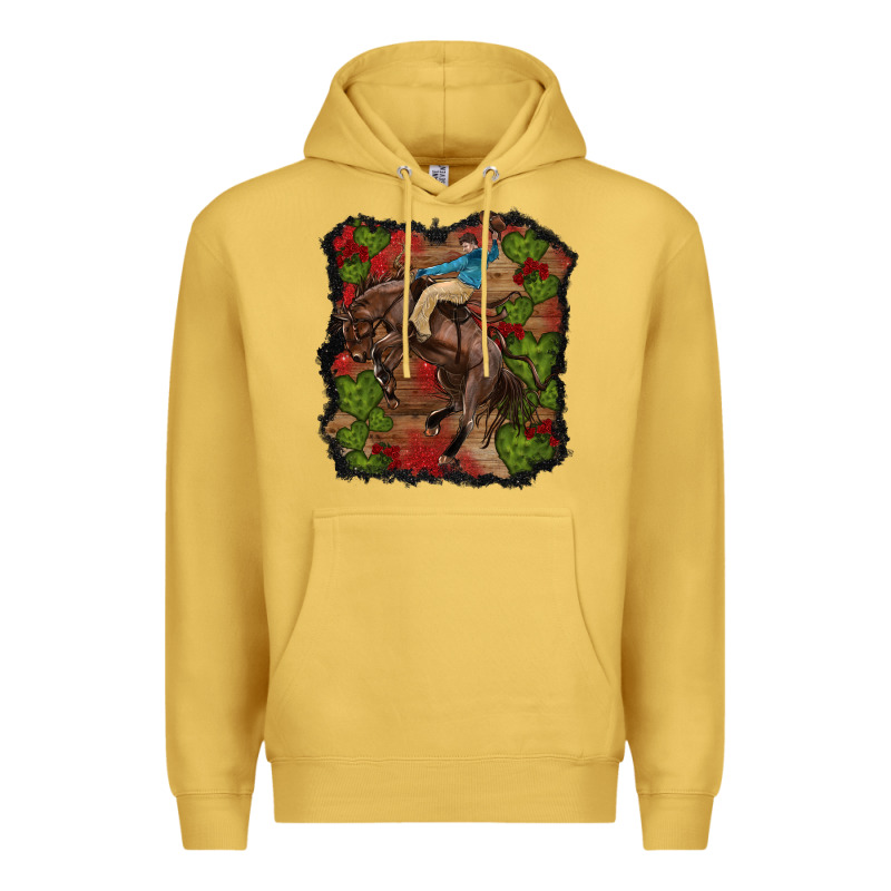 Valentines Day Cowboy Cactus Rose Premium Hoodie by RanaPortraitStore | Teevron