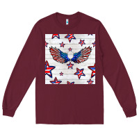Burgundy patriotic eagle wing Long Sleeve Tee - BundleAndBundleShop