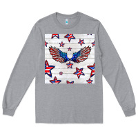 Heather Grey patriotic eagle wing Long Sleeve Tee - BundleAndBundleShop