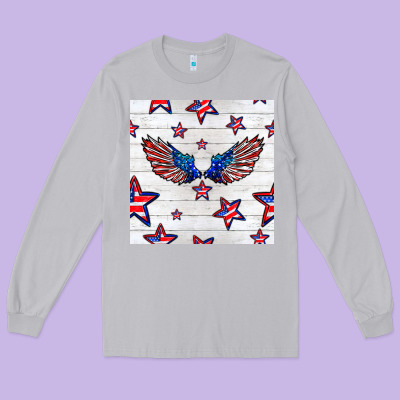 Patriotic Eagle Wing Long Sleeve Tee Designed By Bundleandbundleshop