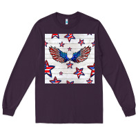 Plum patriotic eagle wing Long Sleeve Tee - BundleAndBundleShop