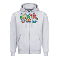 Heather Grey autism gnome Zipper Hoodie - MaliasSmallBusiness