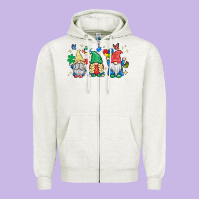 Autism Gnome Zipper Hoodie Designed By Maliassmallbusiness