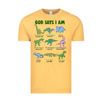 Vintage Mustard god says i am dinosaurs Vintage Tee - JahusDesignShop