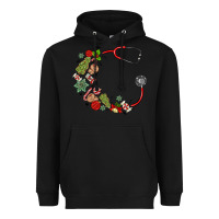 Black custom name christmas stethoscope Heavyweight Hoodie - MaliasSmallBusiness
