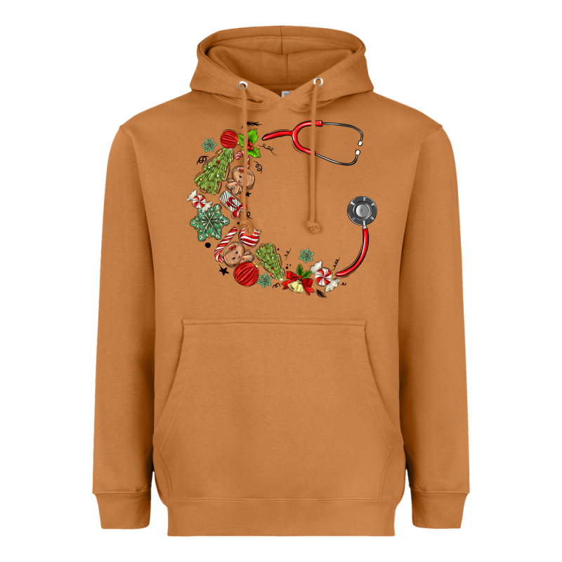 Custom Name Christmas Stethoscope Heavyweight Hoodie by MaliasSmallBusiness | Teevron