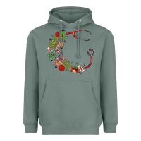 Sage custom name christmas stethoscope Heavyweight Hoodie - MaliasSmallBusiness