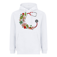 White custom name christmas stethoscope Heavyweight Hoodie - MaliasSmallBusiness