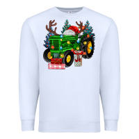 White farm tractor christmas Premium Sweatshirt - MaliasSmallBusiness
