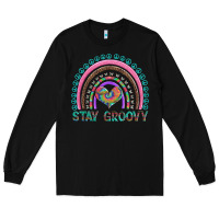 Black stay groovy with rainbow and heart Long Sleeve Tee - Artiststas