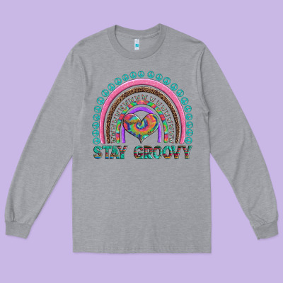 Stay Groovy With Rainbow And Heart Long Sleeve Tee Designed By Artiststas