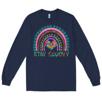 Navy stay groovy with rainbow and heart Long Sleeve Tee - Artiststas