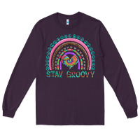 Plum stay groovy with rainbow and heart Long Sleeve Tee - Artiststas