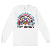 White stay groovy with rainbow and heart Long Sleeve Tee - Artiststas