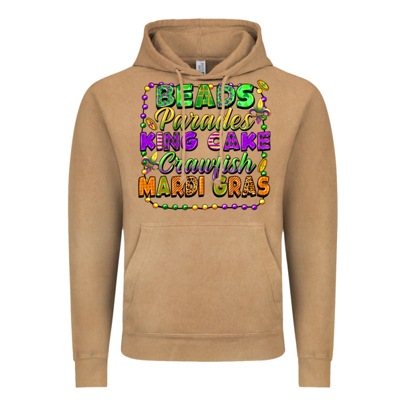 Beads Parades King Cake Crawfish Mardi Gras Vintage Hoodie by FaDigitalArtStudio | Teevron