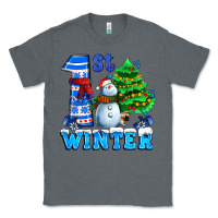 Charcoal Heather first winter with snowman Classic Tee - AdoDesignShop