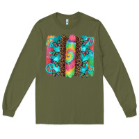 Army Green hippie peace sign butterfly leopard and tie dye brushstroke Long Sleeve Tee - Artiststas