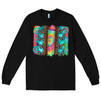 Black hippie peace sign butterfly leopard and tie dye brushstroke Long Sleeve Tee - Artiststas