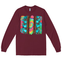 Burgundy hippie peace sign butterfly leopard and tie dye brushstroke Long Sleeve Tee - Artiststas