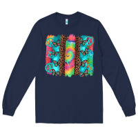 Navy hippie peace sign butterfly leopard and tie dye brushstroke Long Sleeve Tee - Artiststas