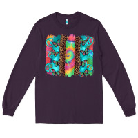Plum hippie peace sign butterfly leopard and tie dye brushstroke Long Sleeve Tee - Artiststas