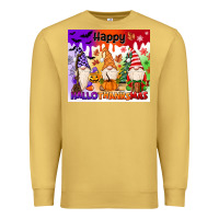 Antique Gold happy hallothanksmas gnomies Premium Sweatshirt - MaliasSmallBusiness