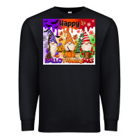 Black happy hallothanksmas gnomies Premium Sweatshirt - MaliasSmallBusiness