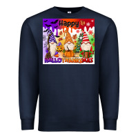 Navy happy hallothanksmas gnomies Premium Sweatshirt - MaliasSmallBusiness