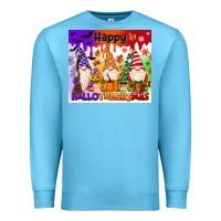 Ocean Blue happy hallothanksmas gnomies Premium Sweatshirt - MaliasSmallBusiness