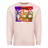 Pale Pink happy hallothanksmas gnomies Premium Sweatshirt - MaliasSmallBusiness
