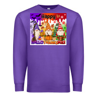 Purple happy hallothanksmas gnomies Premium Sweatshirt - MaliasSmallBusiness
