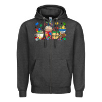 Charcoal Heather autism awareness day coffee cups Zipper Hoodie - MaliasSmallBusiness