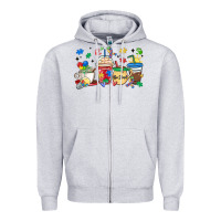 Heather Grey autism awareness day coffee cups Zipper Hoodie - MaliasSmallBusiness