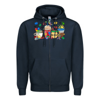 Navy autism awareness day coffee cups Zipper Hoodie - MaliasSmallBusiness