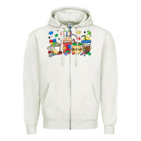 Oatmeal Heather autism awareness day coffee cups Zipper Hoodie - MaliasSmallBusiness