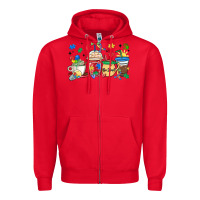 Red autism awareness day coffee cups Zipper Hoodie - MaliasSmallBusiness