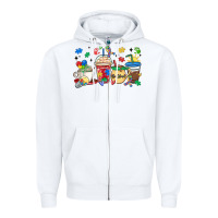 White autism awareness day coffee cups Zipper Hoodie - MaliasSmallBusiness