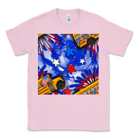 Bubblegum Pink 4th of july school bus seamless pattern Classic Tee - BundleAndBundleShop
