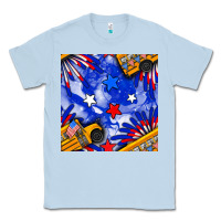 Dusty Blue 4th of july school bus seamless pattern Classic Tee - BundleAndBundleShop