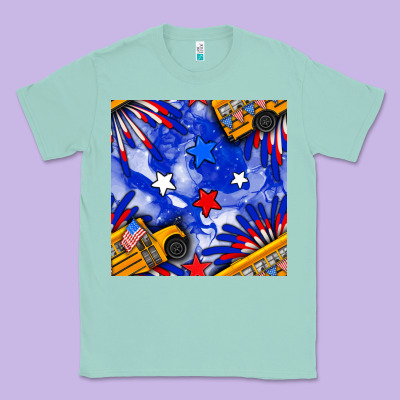 4th Of July School Bus Seamless Pattern Classic Tee Designed By Bundleandbundleshop