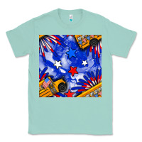 Seafoam 4th of july school bus seamless pattern Classic Tee - BundleAndBundleShop