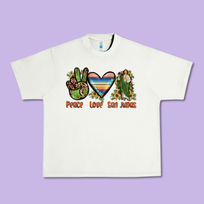 Peace Love San Judas Urban Heavy Tee Designed By Jahusdesignshop